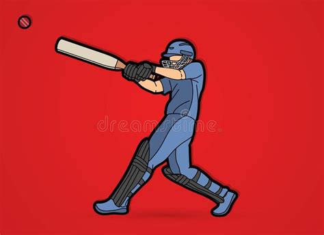 Graphique Daction Du Joueur De Cricket Batteur Sportif Illustration De