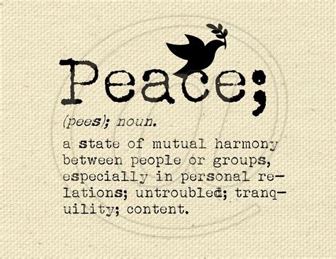 Printable Peace Definition Dove Vintage Typewriter Digital Etsy