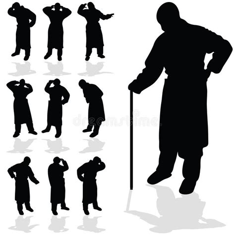 Sick Man Silhouette Poses Set Of Diseases Icons Vector Illustration