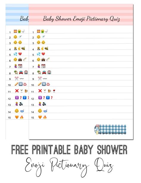 Free Printable Baby Shower Emoji Pictionary Quiz