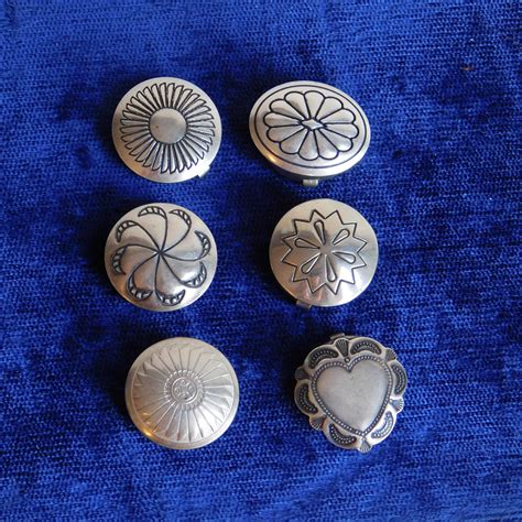 Lot Of 6 Vintage Navajo Sterling Silver Button Covers Etsy Silver