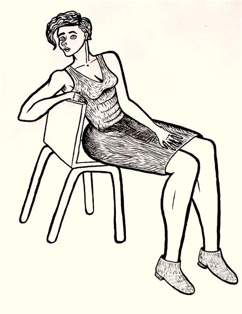 Woman Sitting On A Chair Rdrawing