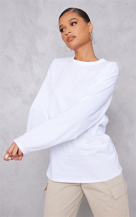 Organic White Oversized Long Sleeve T Shirt Prettylittlething