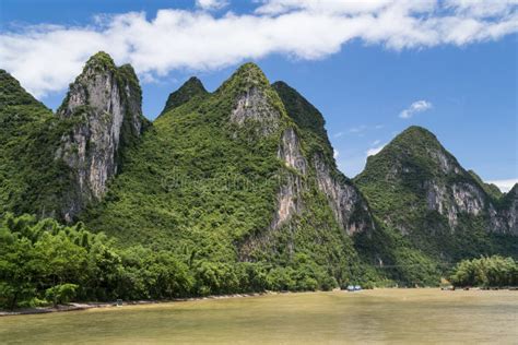 Karst Mountains And Limestone Peaks Of Li River In China Stock Image