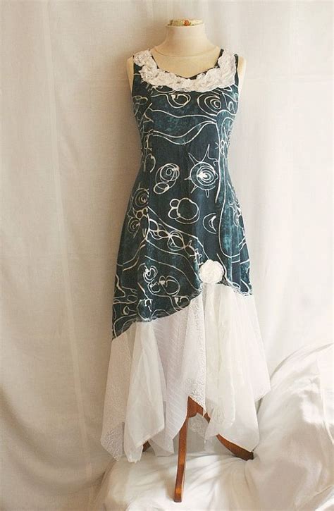 fairy long dress upcycled woman s clothing tattered and romantic funky shabby chic eco friendly