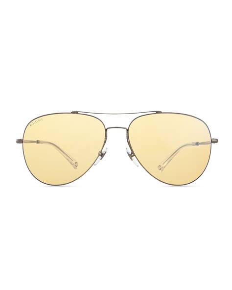 Lyst Gucci Flash Lens Aviator Sunglasses In Yellow