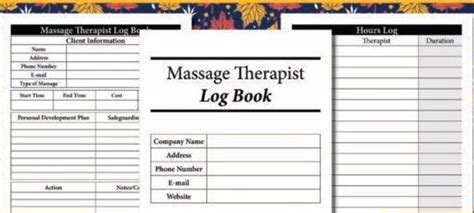Massage Therapist Log Book 100 Page Printable Log Book Etsy