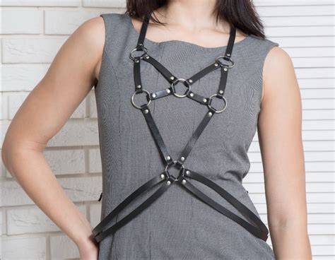 Leather Harness Womengoth Harnessleather Harness Womenbody Etsy