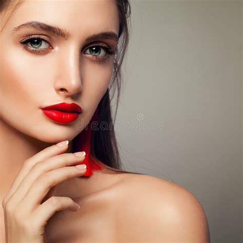 Beautiful Fashion Model Woman With Makeup Healthy Skin Stock Photo