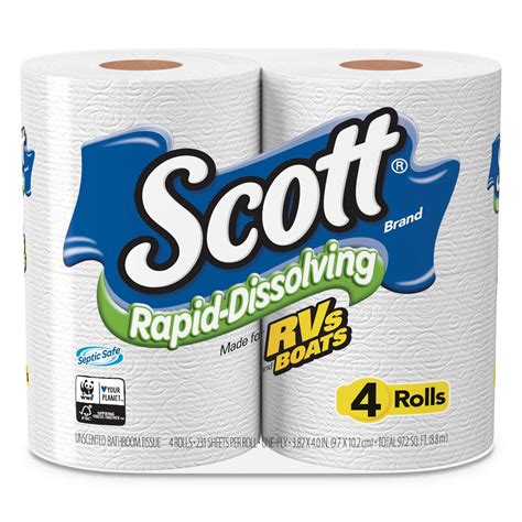 Scott Rapid Dissolving Toilet Paper Bath Tissue Septic Safe 1 Ply