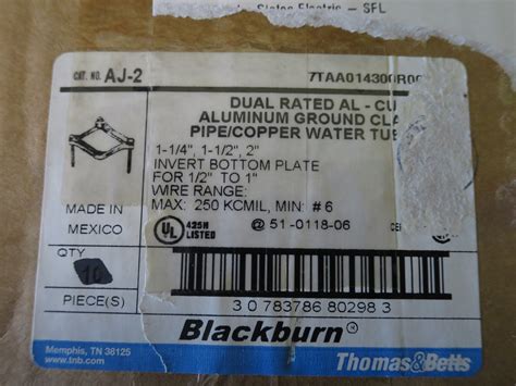 Single Aluminum Ground Clamp Pipecopper Water Tube Blackburn Aj 2