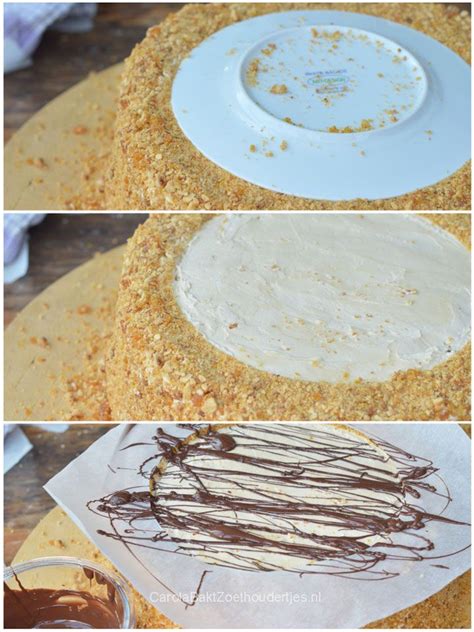 Three Pictures Showing Different Ways To Decorate A Cake With White
