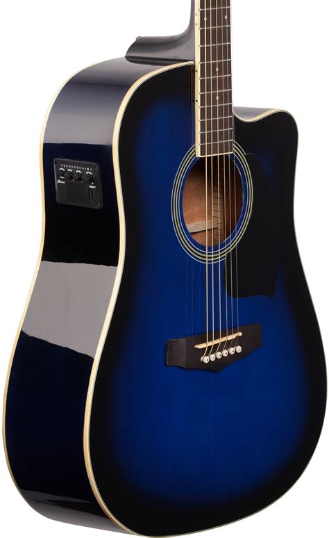 Ibanez PF15ECE Dreadnought Acoustic-Electric Guitar, Transparent Blue ...