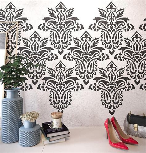 Sierra Modern Damask Wall Stencil Large Wall Stencils Stencilslab