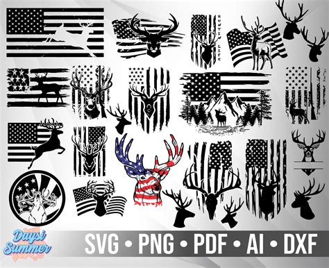 Deer Flag Usa Svg Png Pdf Dxf Ai Etsy