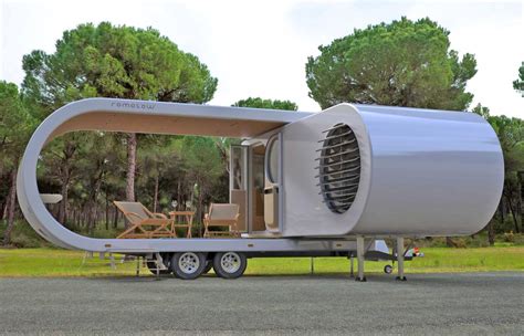 This Futuristic Camping Trailer Rotates Around To Reveal Huge Party Deck