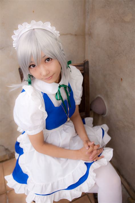 Izayoi Sakuya Lenfried Touhou Highres Girl Apron Blue Dress Bow