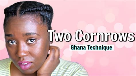 How to braid cornrows into someone's hair? Two Cornrows (Ghana Braids) With Weave | Low Bun - YouTube