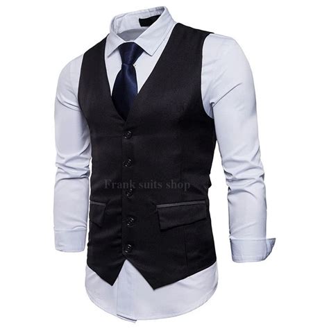 2018 New Arrival Dress Vests Black Slim Fit Mens Suit Vest Male Waistc