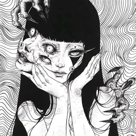 Pin By Misery 🧚🏻‍♀️🎸🔪🚬⚰️ On Junji Ito Dark Art Drawings Scary Art