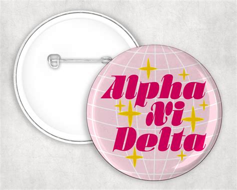 Alpha Xi Delta Disco Pin Buttons Greek Gear