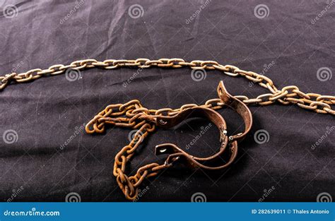 Old Chains Or Handcuffs Used To Hold Prisoners Or Slaves Stock Image