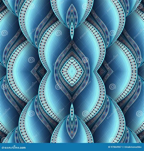 Vector Seamless Abstract Tribal Pattern With Waves Stock Vector