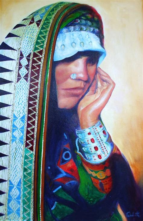 Afghan Nomad Woman With Traditional Dress Painting By Farhat Ashufta