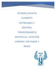 Entregable Termodinamica Pdf Esteban Xochipa Clemente Entregable