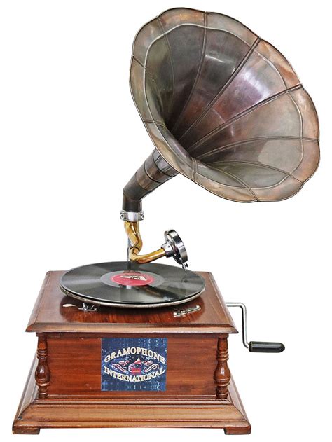 Antique style gramophone complete with horn decorative wooden base R03 ...