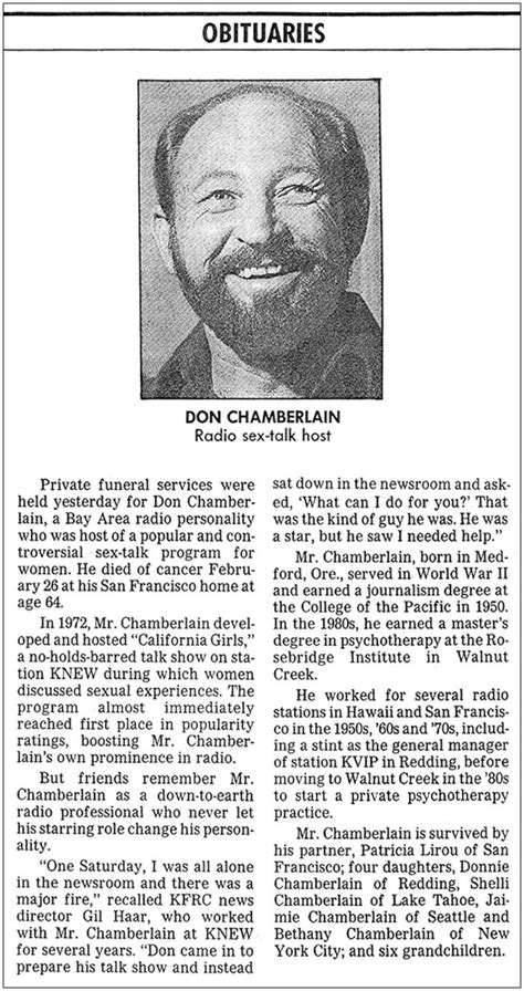 Don Chamberlain Obituary 1992 Bay Area Radio Museum