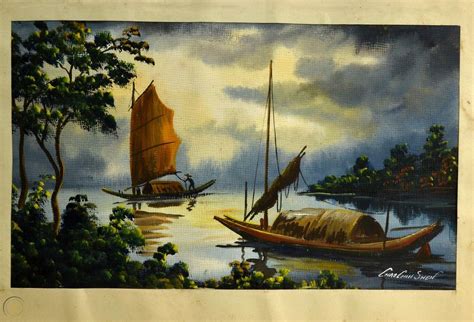 Original Signed Chao Chih Shen Watercolor Landscape Painting Chinese