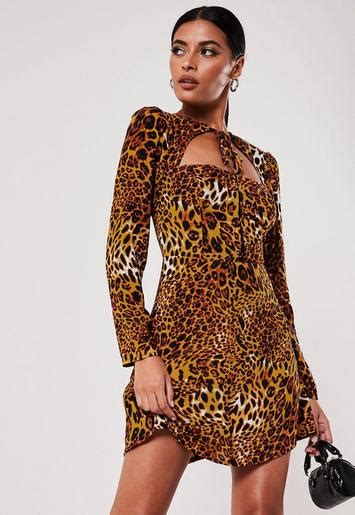 Brown Leopard Print Hook And Eye Dress Missguided