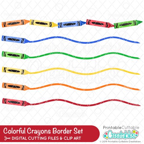 Colorful Crayons Svg Borders Set Svg Cut Files For Cricut And Silhouette