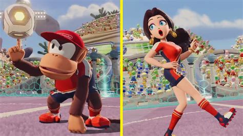 Diddy Kong And Pauline Dlc Characters In Mario Strikers Battle League New Characters Dlc