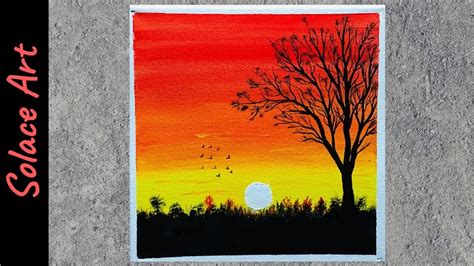 Sunset Painting Acrylic Easy Easy Sunset Sky Youtube