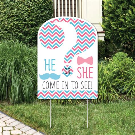 chevron gender reveal party decorations gender reveal party welcome yard sign