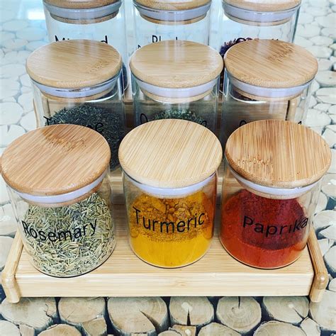 Labelled Spice Jars With Bamboo Lid 200ml Etsy