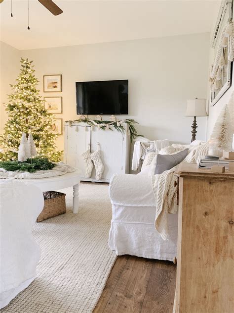 Cozy Neutral Christmas Living Room Christmas Living Rooms Christmas