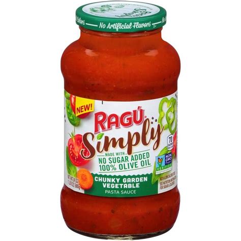 Ragu Simply Pasta Sauce Chunky Garden Vegetable 24 Oz From Stop