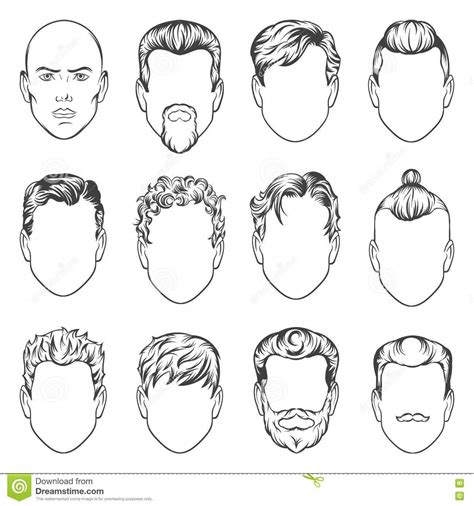 Set Of Hand Drawing Men Hairstyles Illustration Stock Illustration