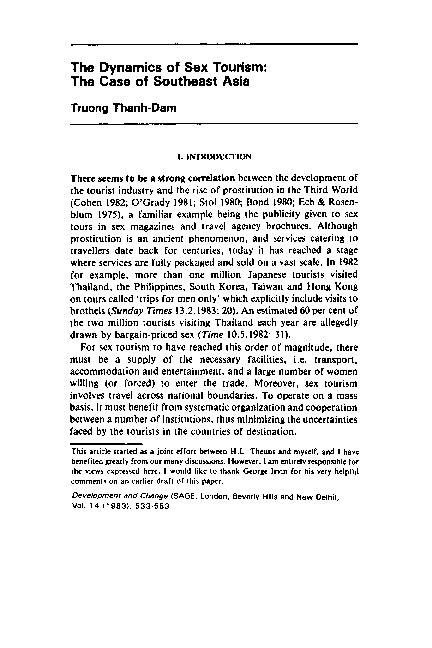 pdf the dynamics of sex tourism the case of southeast asia thanh dam truong