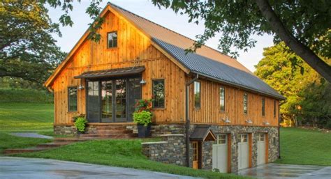 Barn Home Features Open Living Space With A 3 Car Garage Below Pole