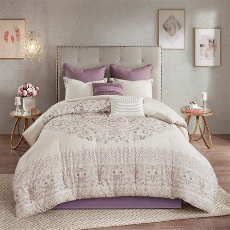 This comforter is stitched in the design of baffle boxes. Elise Purple 8 Piece Comforter Set by Madison Park ...