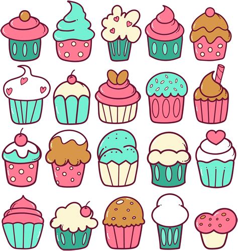 Cup Cake Doodle Illustration 7545834 Vector Art At Vecteezy