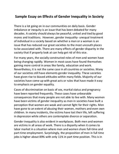 Essay On Equality In Gender
