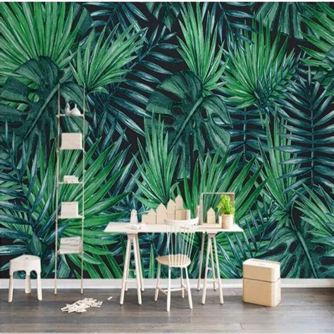 Beibehang Custom Large Fresco Nordic Simple Tropical Plant Background
