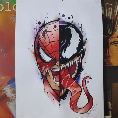 Spider Vs Venom Drawings Art Spiderman
