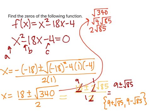 Find Zeros Of Quadratic Function Math Algebra Quadratic Equations