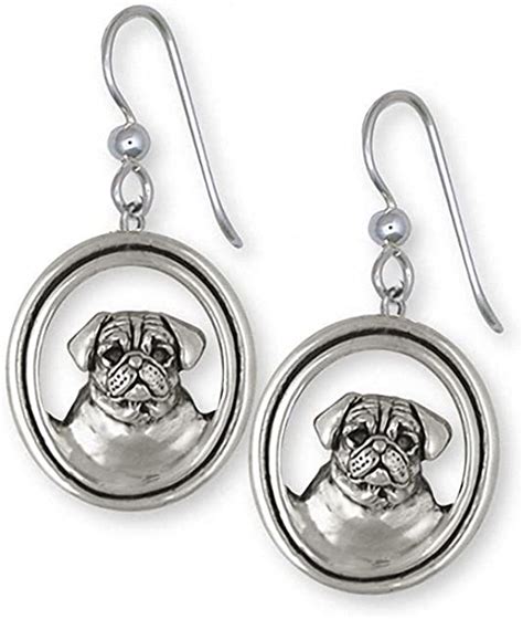 Pug Jewelry Sterling Silver Pug Earrings Handmade Dog